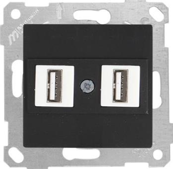 2 fach USB Steckdose Schwarz Matt - RITA Schalterserie 2 fach USB Steckdose Schwarz Matt - RITA Schalterserie
