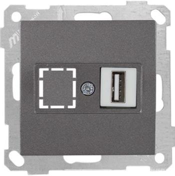 1 fach USB Anschluss Anthrazit (CANDELA Metall Optik)