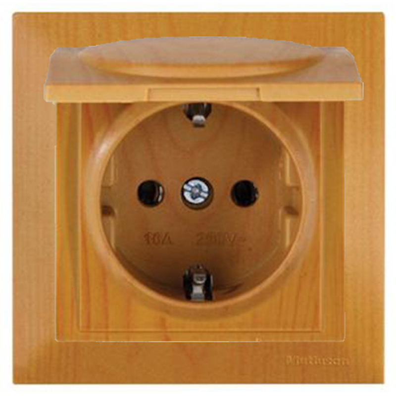 Klappdeckel Steckdose mit Rahmen Eiche Holz Optik - CANDELA Schalterserie Klappdeckel Steckdose mit Rahmen Eiche Holz Optik - CANDELA Schalterserie