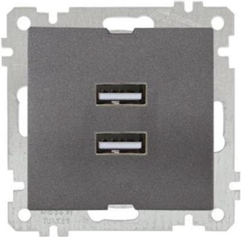 2-fach USB Ladesteckdose mit Rahmen Anthrazit - CANDELA Schalterserie 2-fach USB Ladesteckdose mit Rahmen Anthrazit - CANDELA Schalterserie