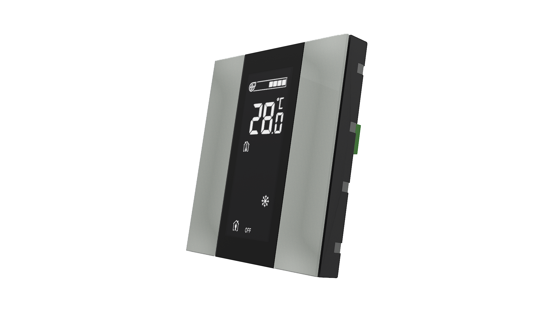 KNX Raumtemperatursensor mit Air Quality Sensor iSwitch+ Grau Metalloptik 2 Tasten