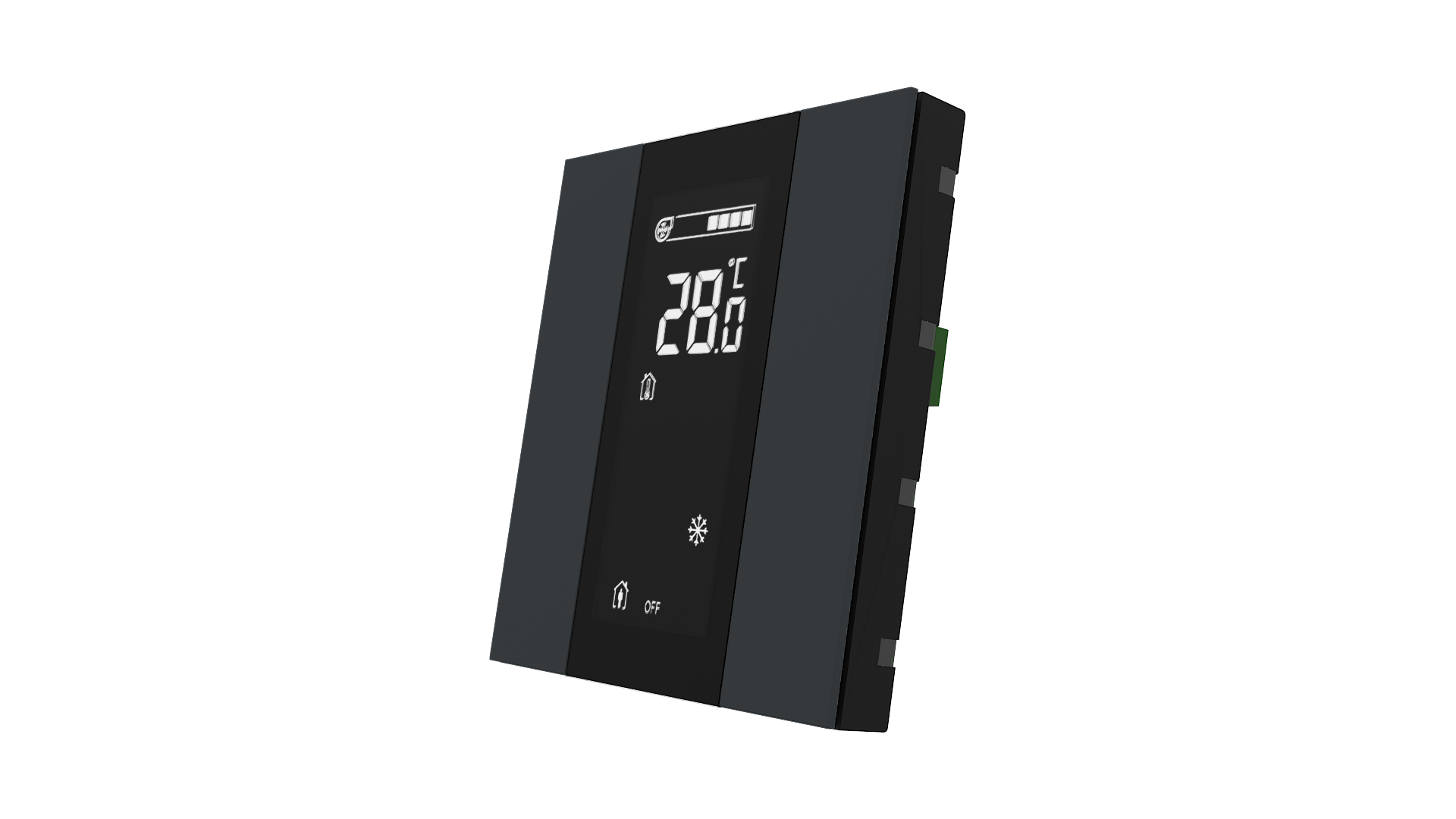 KNX Raumtemperatursensor mit Air Quality Sensor iSwitch+ Anthrazit matt 2 Tasten
