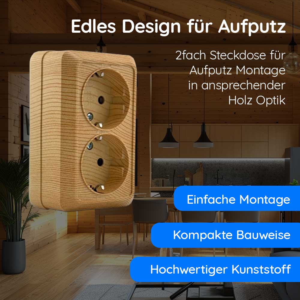 Zweier Steckdose Ahorn · NOELA