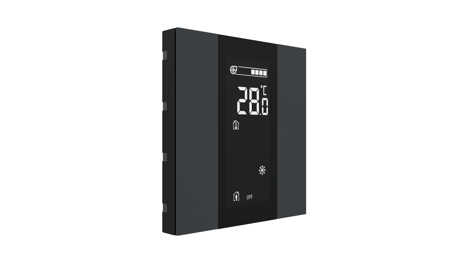 KNX Raumtemperatursensor mit Air Quality Sensor iSwitch+ Anthrazit matt 2 Tasten