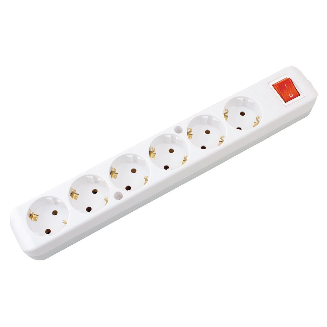 Mehrfachsteckdose 6-fach ohne Kabel mit Schalter