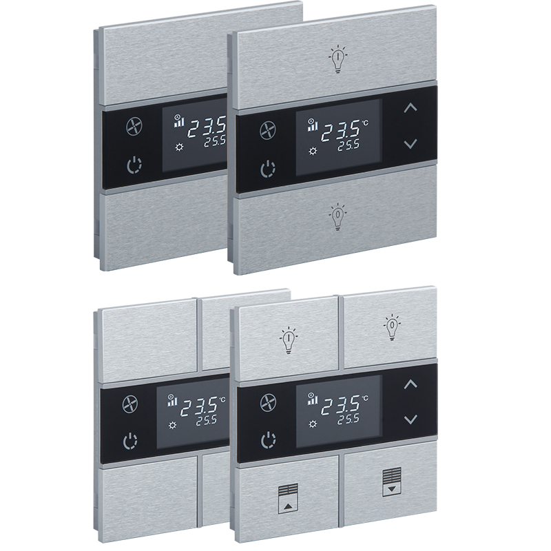 KNX Metall Taster mit Thermostat ROSA ·  Aluminium Natur