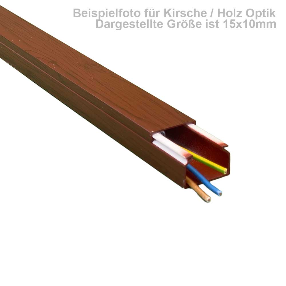 15x10 mm Kabelkanal Kirsche Dunkel mit Maserung Schrauben 1m