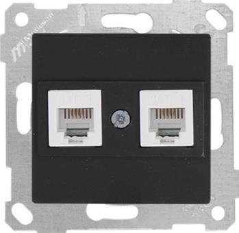 2 fach Telefon Anschlussdose Schwarz Matt - RITA Schalterserie 2 fach Telefon Anschlussdose Schwarz Matt - RITA Schalterserie