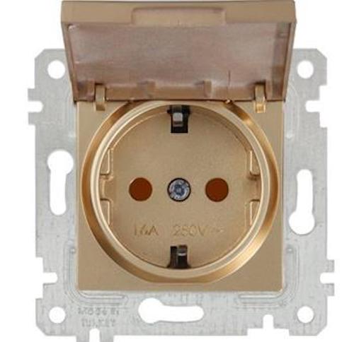Deckel Steckdose mit Kindersicherung Gold Optik - RITA Schalterserie Deckel Steckdose mit Kindersicherung Gold Optik - RITA Schalterserie