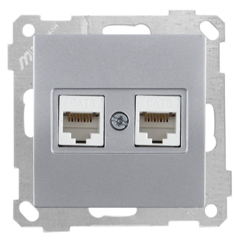 Netzwerk CAT6 2 fach Silber (CANDELA Metall Optik) Netzwerk CAT6 2 fach Silber (CANDELA Metall Optik)