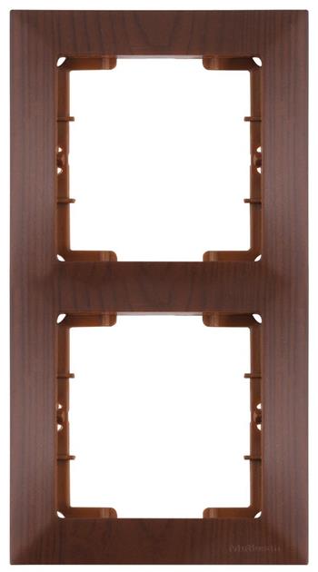 2 fach Rahmen vertikal Walnuss Holz Optik - CANDELA Schalterserie