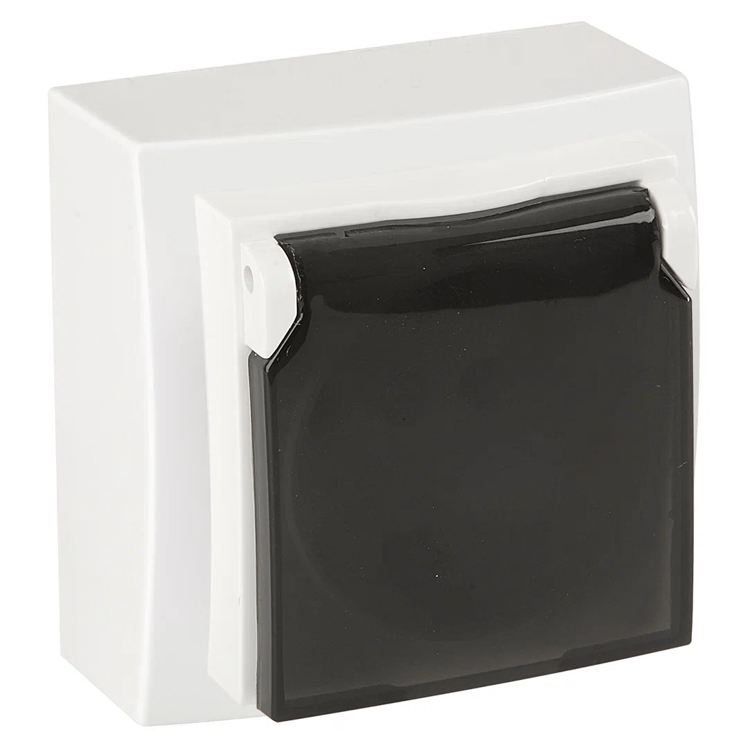 Steckdose mit Deckel Weiß · THEMIS