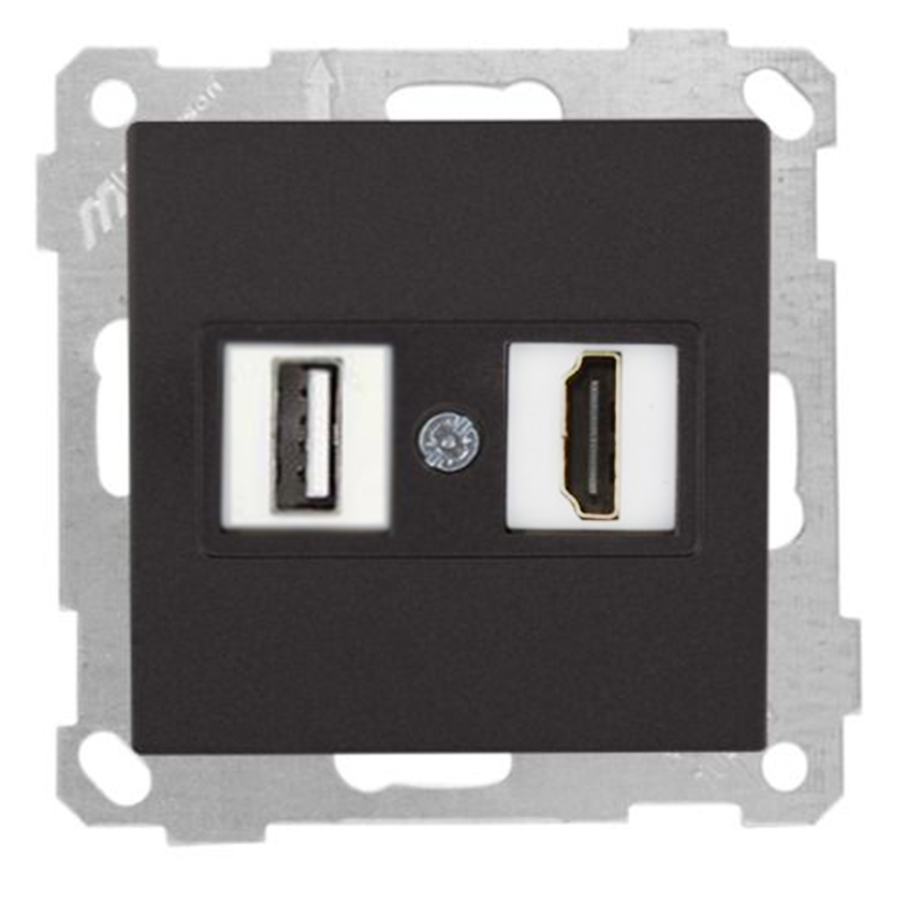HDMI und USB Steckdose schwarz- CANDELA Schalterserie HDMI und USB Steckdose schwarz- CANDELA Schalterserie