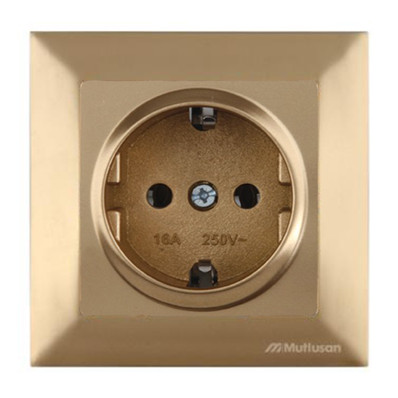 Steckdose mit Rahmen Gold - CANDELA Schalterserie Steckdose mit Rahmen Gold - CANDELA Schalterserie