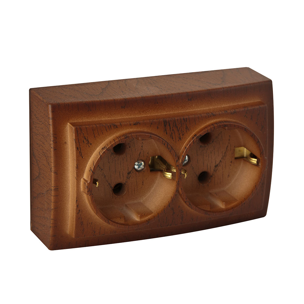 Doppelsteckdose Walnuss · THEMIS