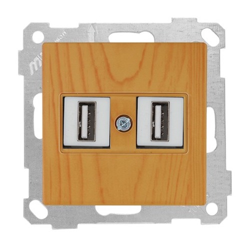 USB Anschluss 2 fach Eiche (RITA Holz Optik) USB Anschluss 2 fach Eiche (RITA Holz Optik)