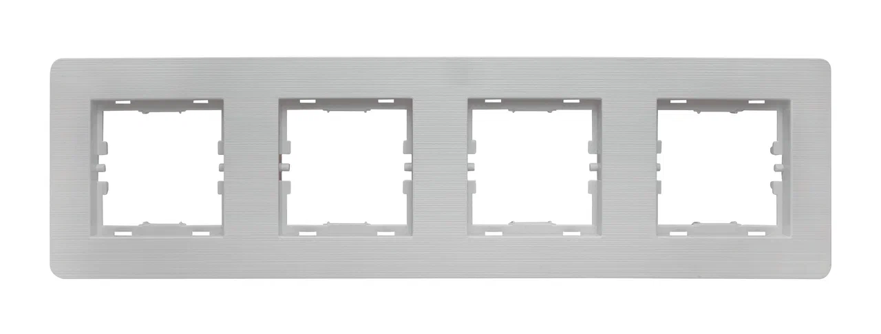 4fach Rahmen Horizontal gebürstet Grau - SELENE Schalterserie