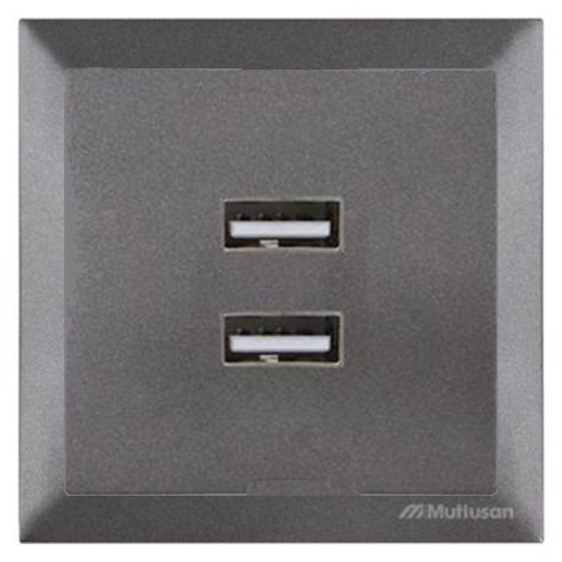 2-fach USB Ladesteckdose mit Rahmen Anthrazit - CANDELA Schalterserie 2-fach USB Ladesteckdose mit Rahmen Anthrazit - CANDELA Schalterserie