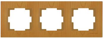 3 fach Rahmen horizontal Eiche Holz Optik - RITA Schalterserie
