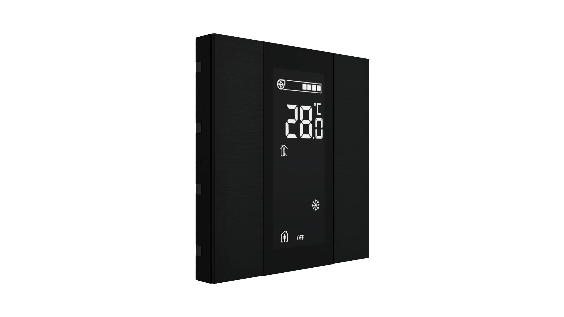 KNX Raumtemperatursensor mit Air Quality Sensor iSwitch+ Aluminium Schwarz 2 Tasten