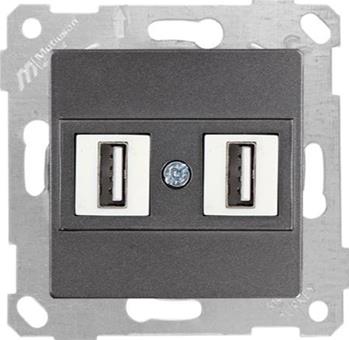 2 fach USB Steckdose Anthrazit - RITA Schalterserie 2 fach USB Steckdose Anthrazit - RITA Schalterserie