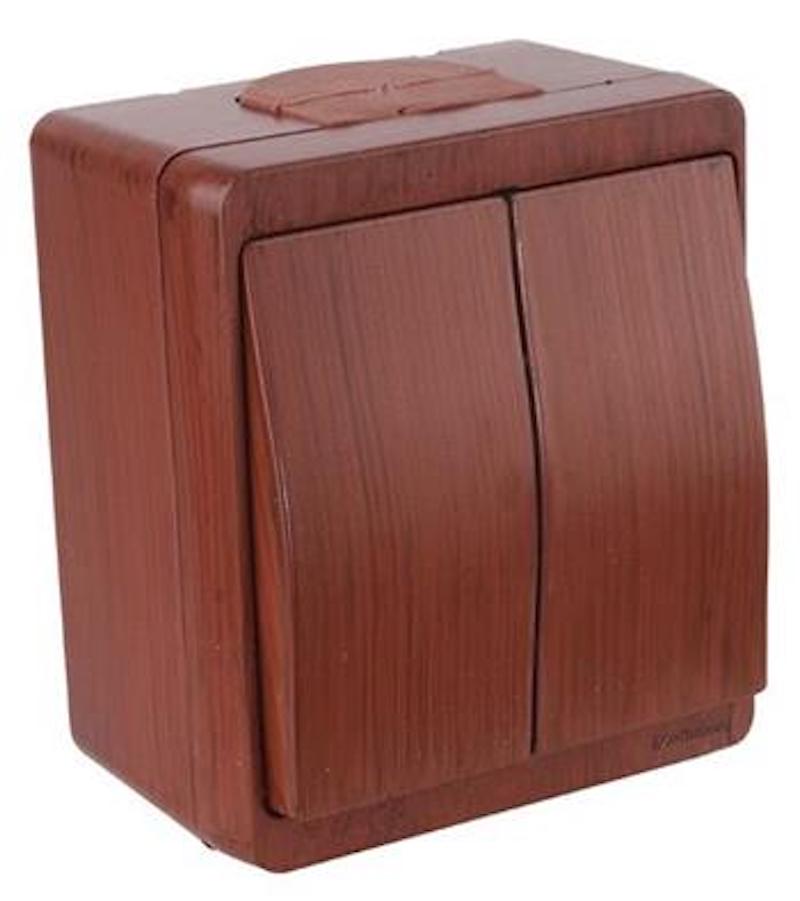 Serienschalter / 2 fach Schalter Mahagoni · Nemliyer IP44 Serienschalter / 2 fach Schalter Mahagoni · Nemliyer IP44