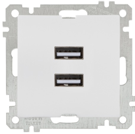 2 fach USB Steckdose mit Ladefunktion weiß (CANDELA Standard)