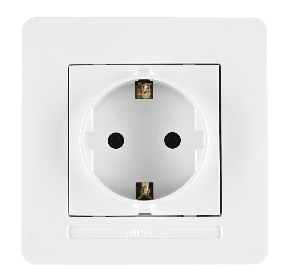Schutzkontakt-Steckdose mit Rahmen Set Weiß · SELENE