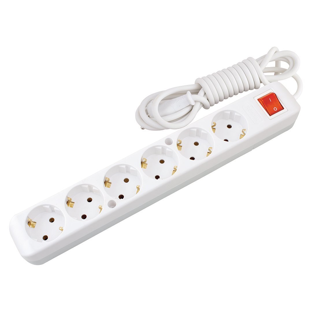 Mehrfachsteckdose 6-fach mit Kabel 3 m mit Schalter
