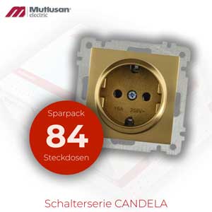 Sparset 84x Steckdose Gold CANDELA Serie