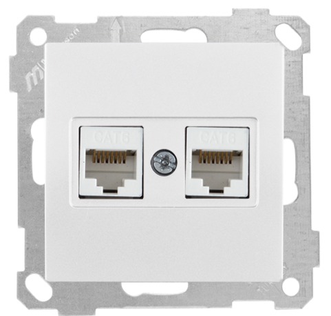 2 fach Netzwerkdose CAT6 Weiß - RITA Schalterserie