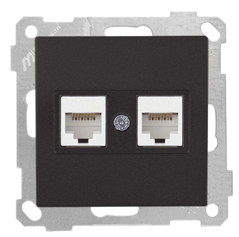 2 fach Netzwerk Dose CAT6 schwarz - CANDELA Schalterserie 2 fach Netzwerk Dose CAT6 schwarz - CANDELA Schalterserie