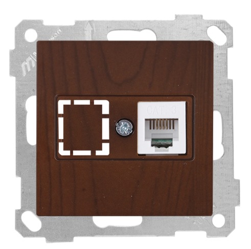 1 fach Telefondose Walnuss Holz Optik- CANDELA Schalterserie