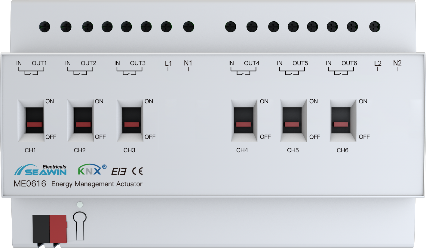 6 fach KNX Schaltaktor mit Wirkleistungsmessung