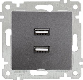 USB Steckdose 2 fach Anthrazit (RITA Metall Optik)