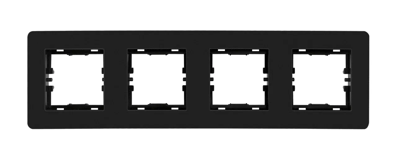 4fach Rahmen Horizontal Schwarz glänzend - SELENE Schalterserie