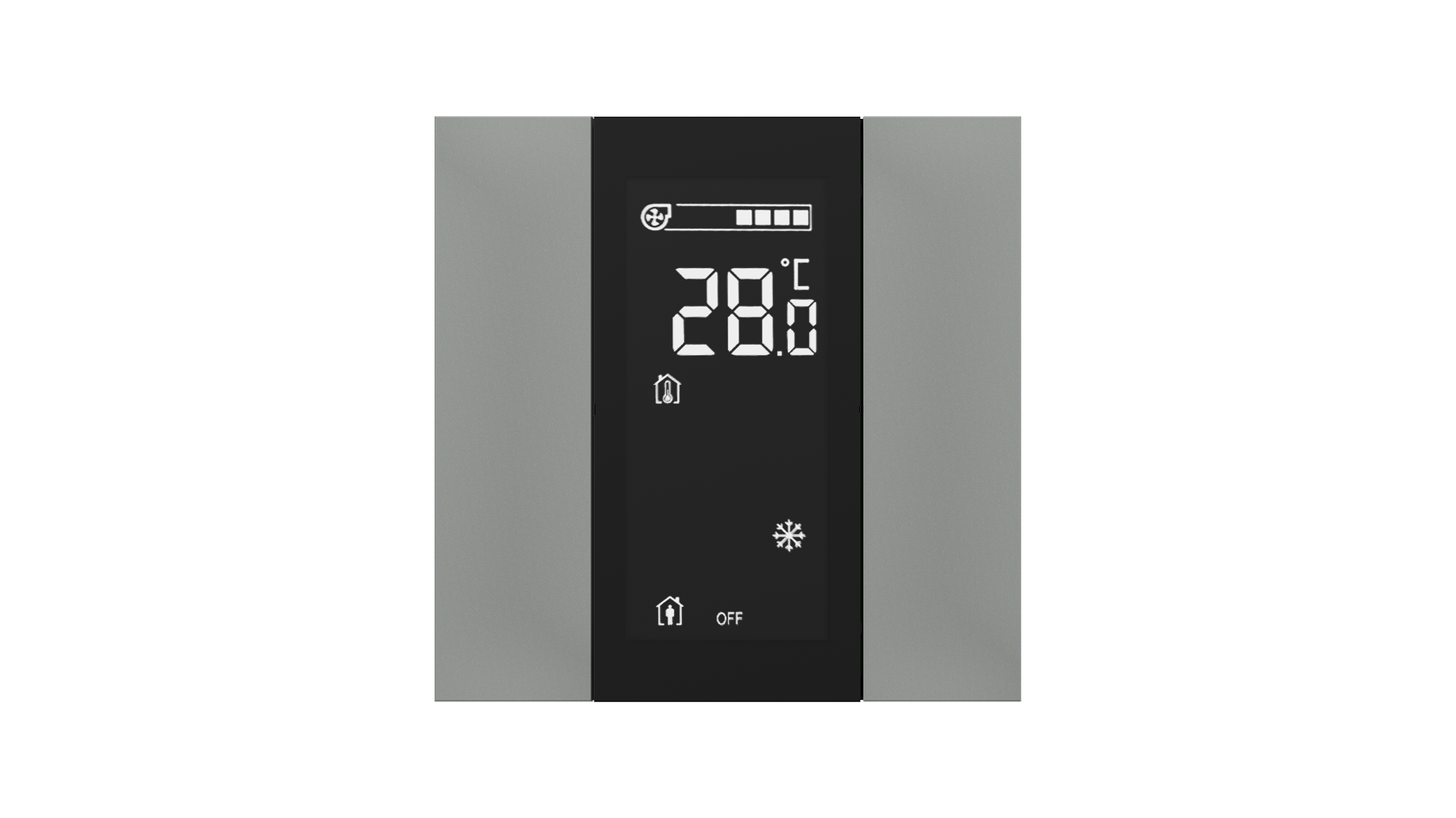 KNX Raumtemperatursensor mit Air Quality Sensor iSwitch+ Grau Metalloptik 2 Tasten