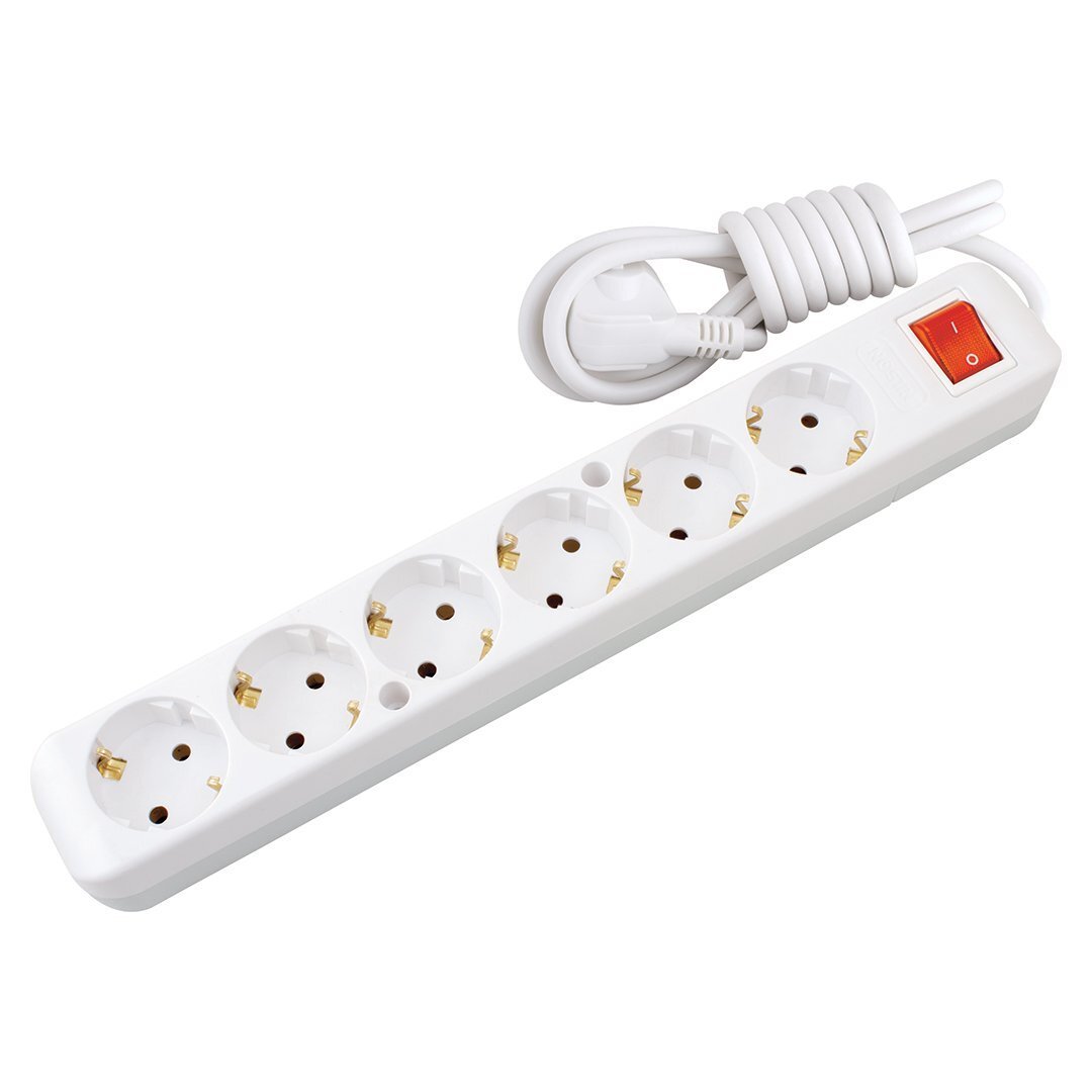 Mehrfachsteckdose 6-fach mit Kabel 2 m mit Schalter