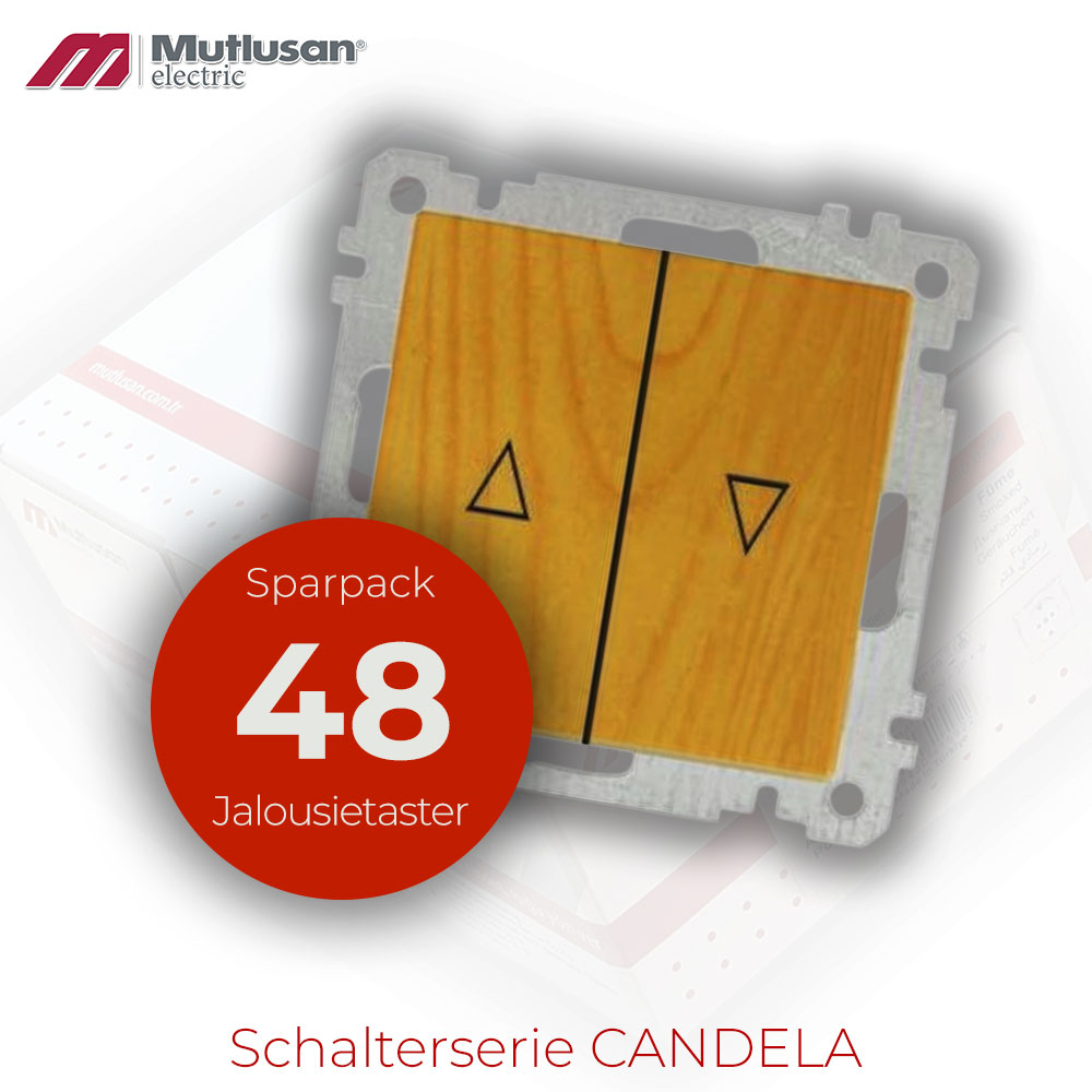 Sparset 48x Jalousie / Rollladen Taster Eiche Holz Optik CANDELA Standart