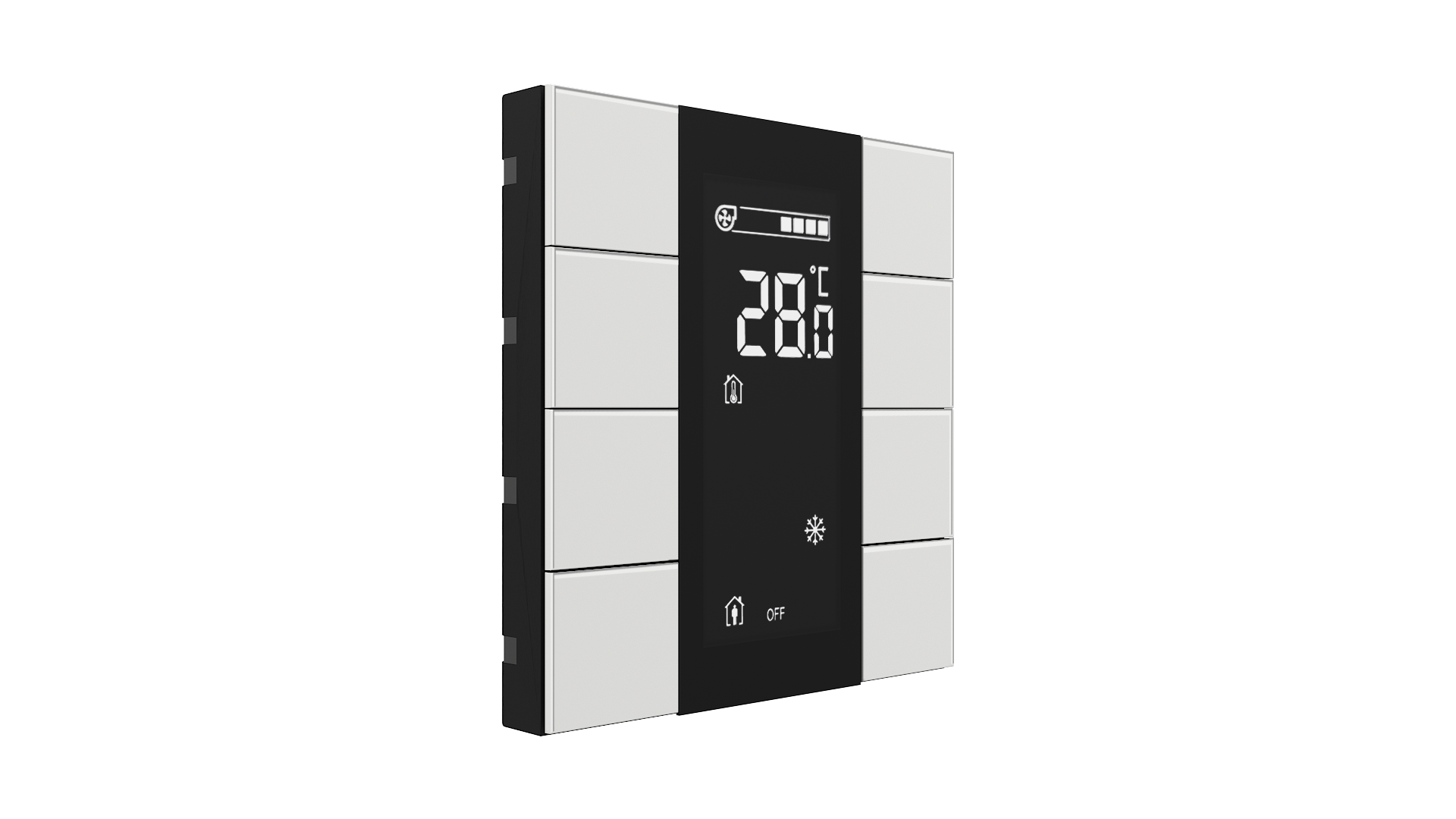 KNX Raumtemperatursensor mit Air Quality Sensor iSwitch+ Glas Weiß 8 Tasten KNX Raumtemperatursensor mit Air Quality Sensor iSwitch+ Glas Weiß 8 Tasten