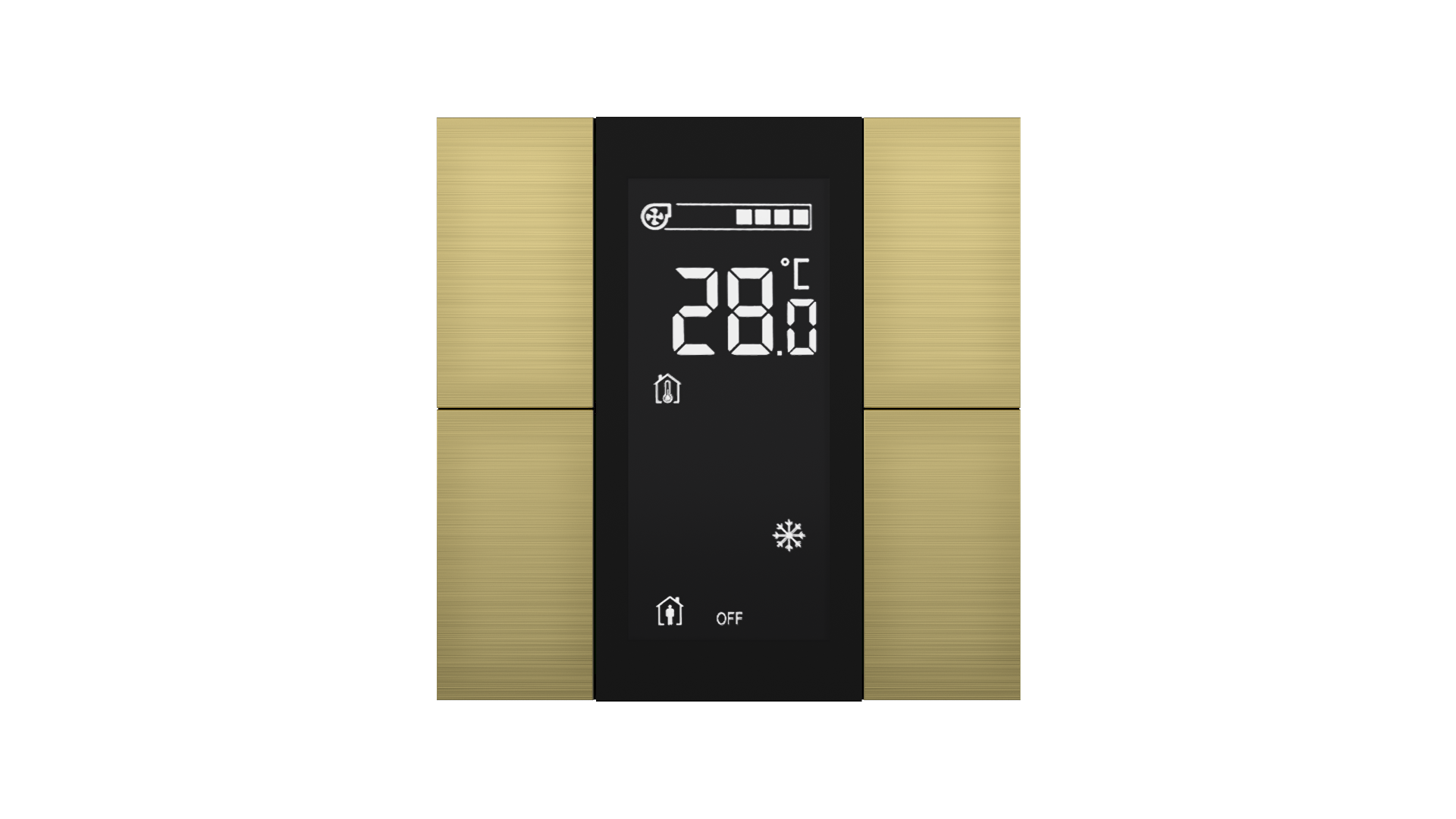 KNX Raumtemperatursensor mit Air Quality Sensor iSwitch+ Aluminium Gold 4 Tasten KNX Raumtemperatursensor mit Air Quality Sensor iSwitch+ Aluminium Gold 4 Tasten
