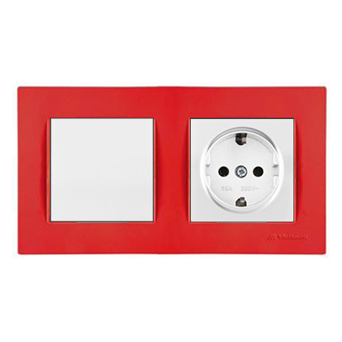 Schalter und Steckdose mit KS inkl. Rahmen Rot Schalter und Steckdose mit KS inkl. Rahmen Rot