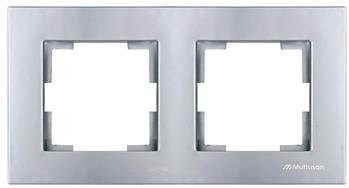 2 fach Rahmen horizontal Silber (RITA Metall Optik)