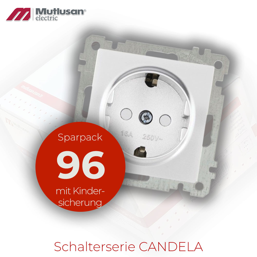 Sparset 96x Steckdose mit Kindersicherung  Weiß CANDELA Serie
