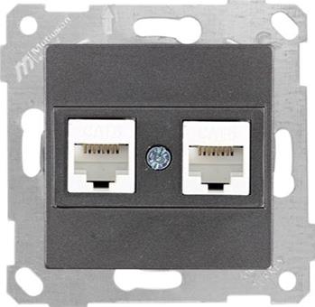 2 fach Netzwerkdose CAT6 Anthrazit - RITA Schalterserie 2 fach Netzwerkdose CAT6 Anthrazit - RITA Schalterserie