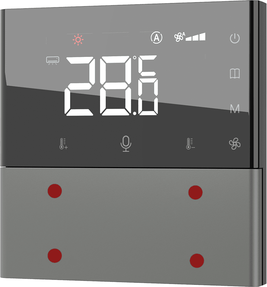 KNX Taster mit Thermostat Grau 4 KNX Taster mit Thermostat Grau 4