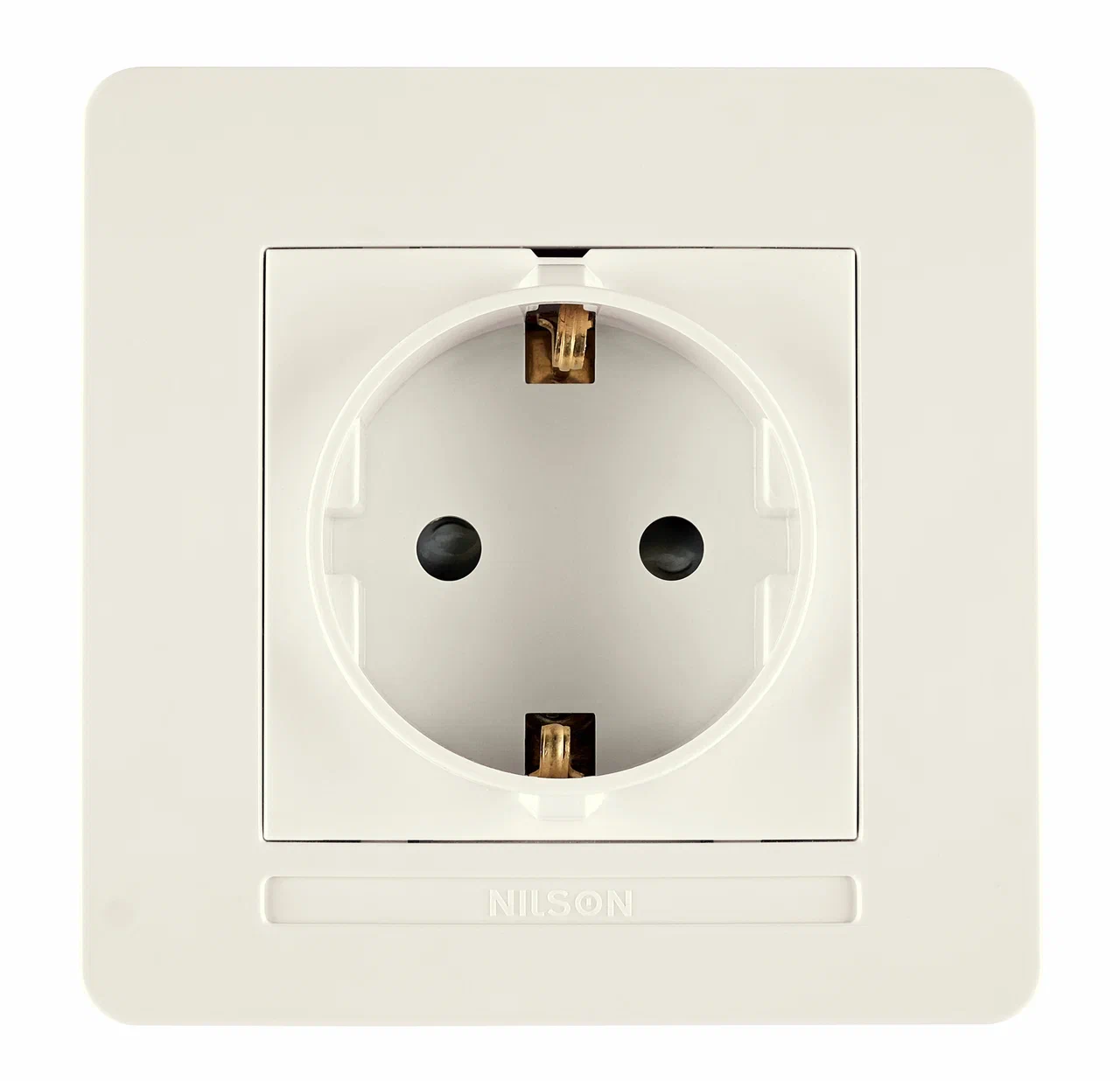 Schutzkontakt-Steckdose mit Kindersicherung Rahmen Set Creme · SELENE