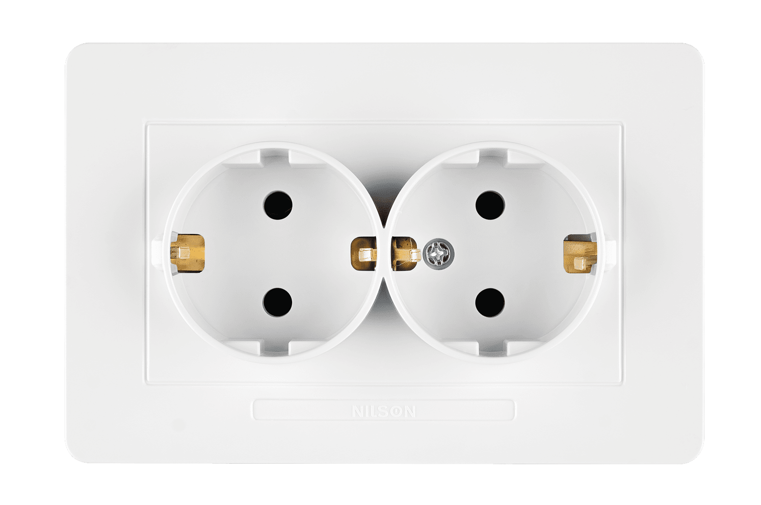 Doppelte Schutzkontakt-Steckdose mit Rahmen in Weiß Set · SELENE