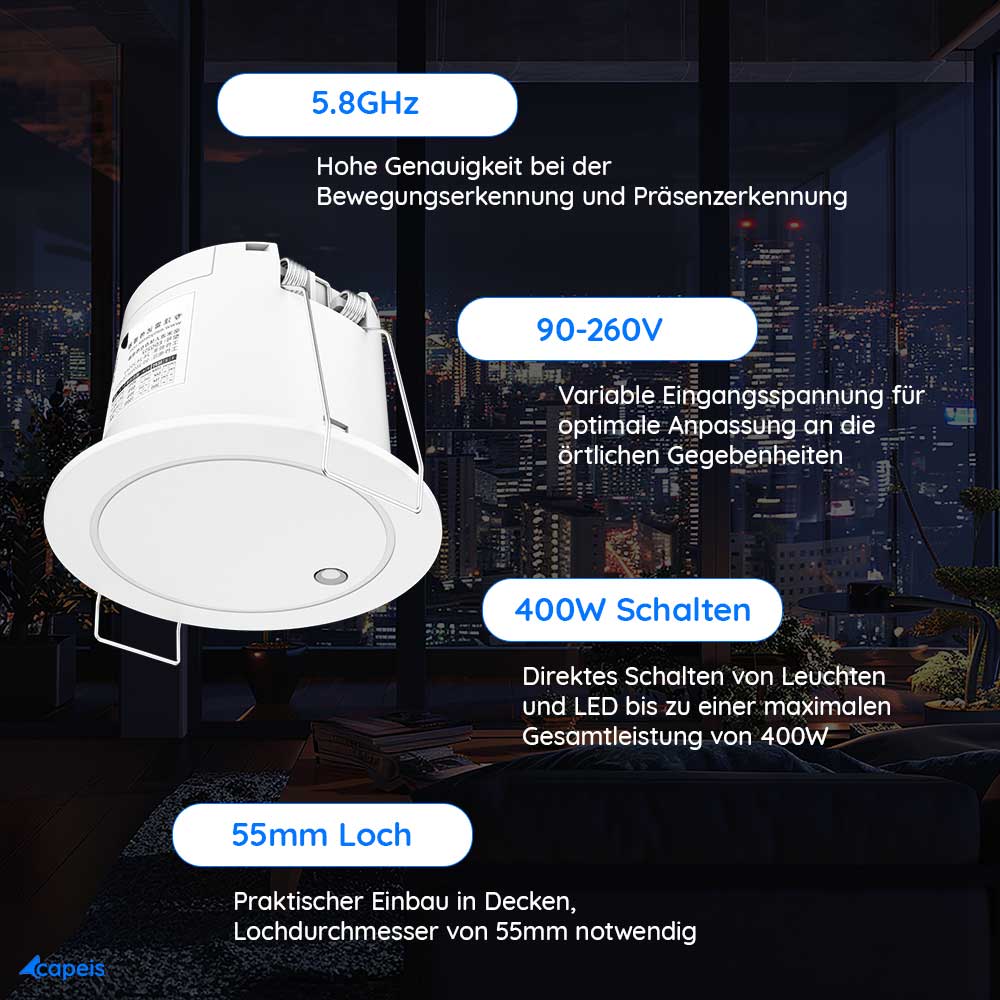 Bewegungsmelder Radar Decke 12m