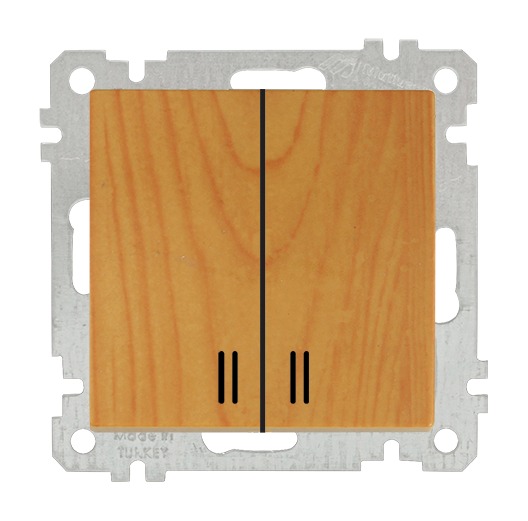 2 fach Kontrollschalter Eiche Holz Optik - CANDELA Schalterserie